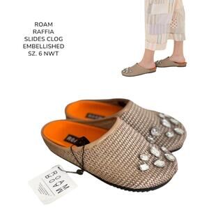 ROAM RAFFIA‎ CLOG BEJEWELED SLIDE SANDALS SZ. 6 NWT